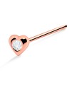 Stone Heart Shaped Silver Straight Nose Stud NSKA-27